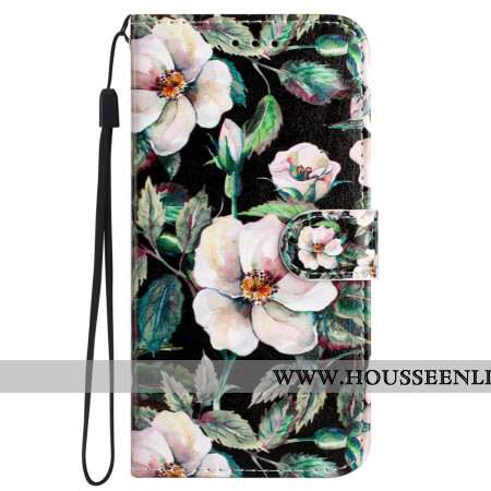 Housse Samsung Galaxy S24 5G Motif Magnolia à Lanière