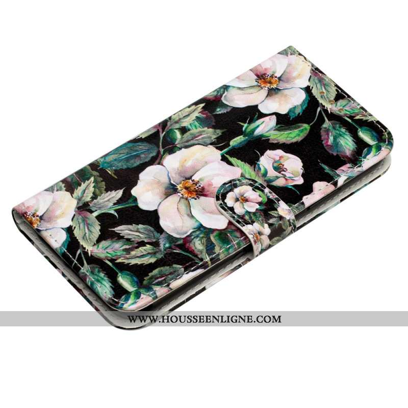 Housse Samsung Galaxy S24 5G Motif Magnolia à Lanière