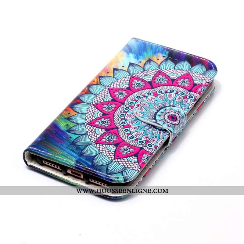 Housse Samsung Galaxy S24 5G Motif Mandala à Lanière