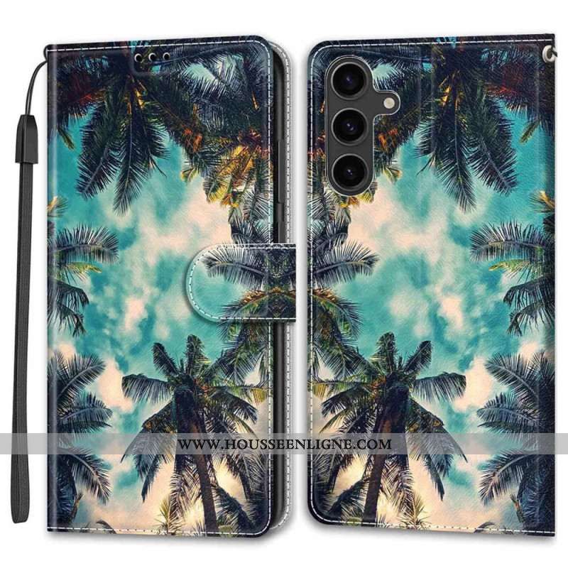 Housse Samsung Galaxy S24 5G Motif Noix de Coco à Lanière