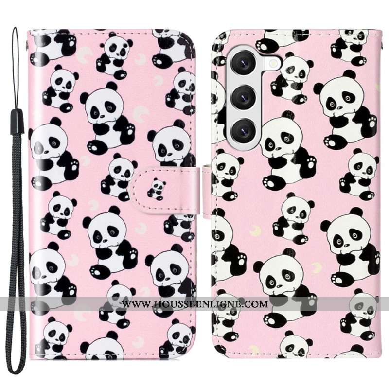 Housse Samsung Galaxy S24 5G Motif Panda à Lanière