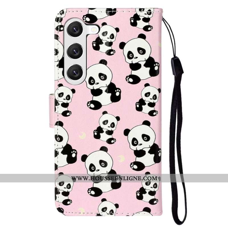 Housse Samsung Galaxy S24 5G Motif Panda à Lanière