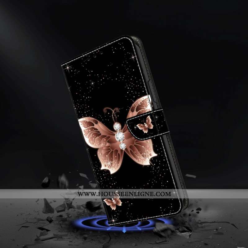 Housse Samsung Galaxy S24 5G Papillon Diamant Rose