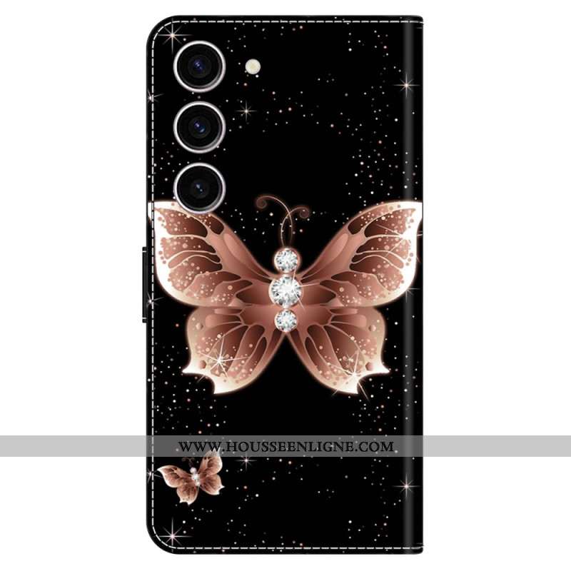 Housse Samsung Galaxy S24 5G Papillon Diamant Rose