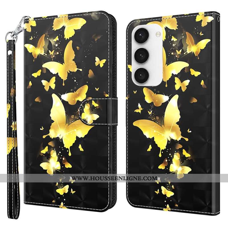 Housse Samsung Galaxy S24 5G Papillons Dorés