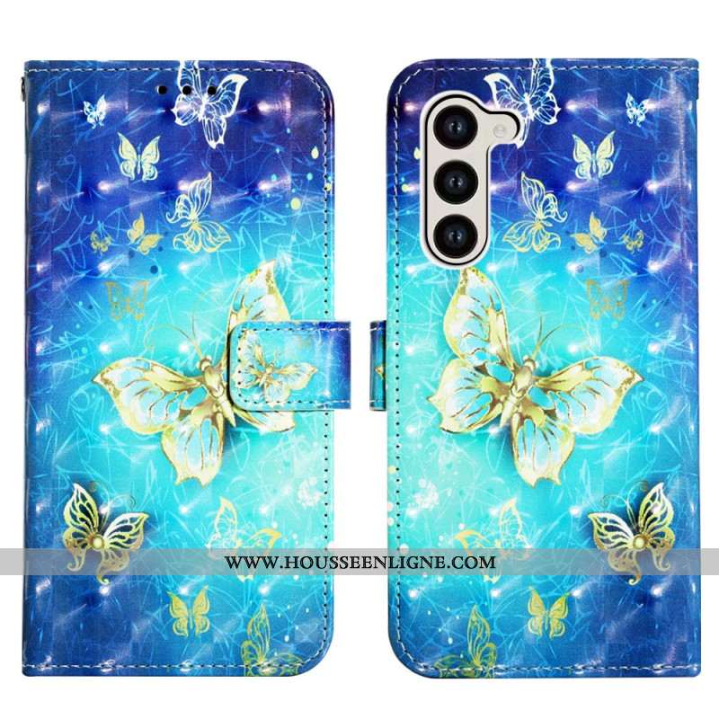 Housse Samsung Galaxy S24 5G Papillons dorés