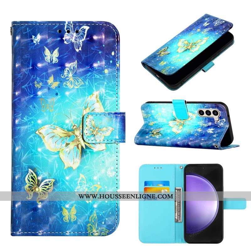 Housse Samsung Galaxy S24 5G Papillons dorés