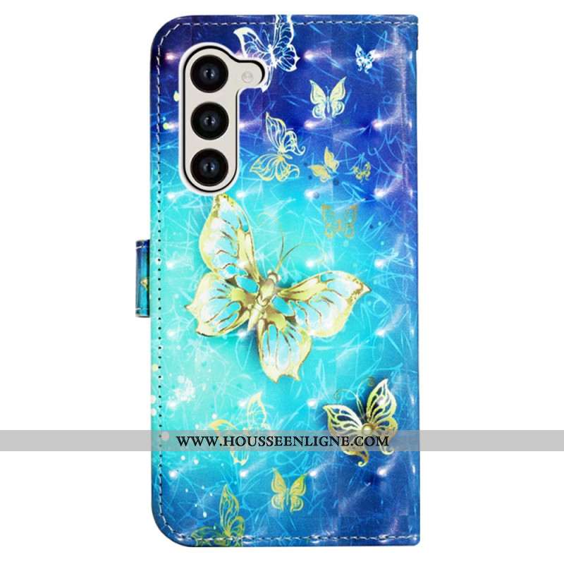 Housse Samsung Galaxy S24 5G Papillons dorés