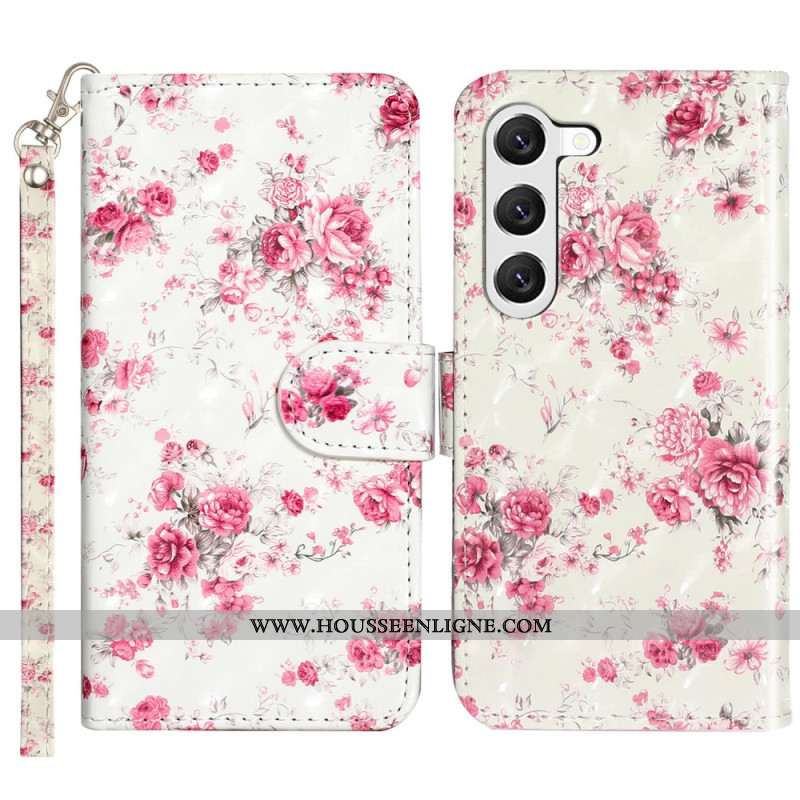 Housse Samsung Galaxy S24 5G Roses avec Lanière