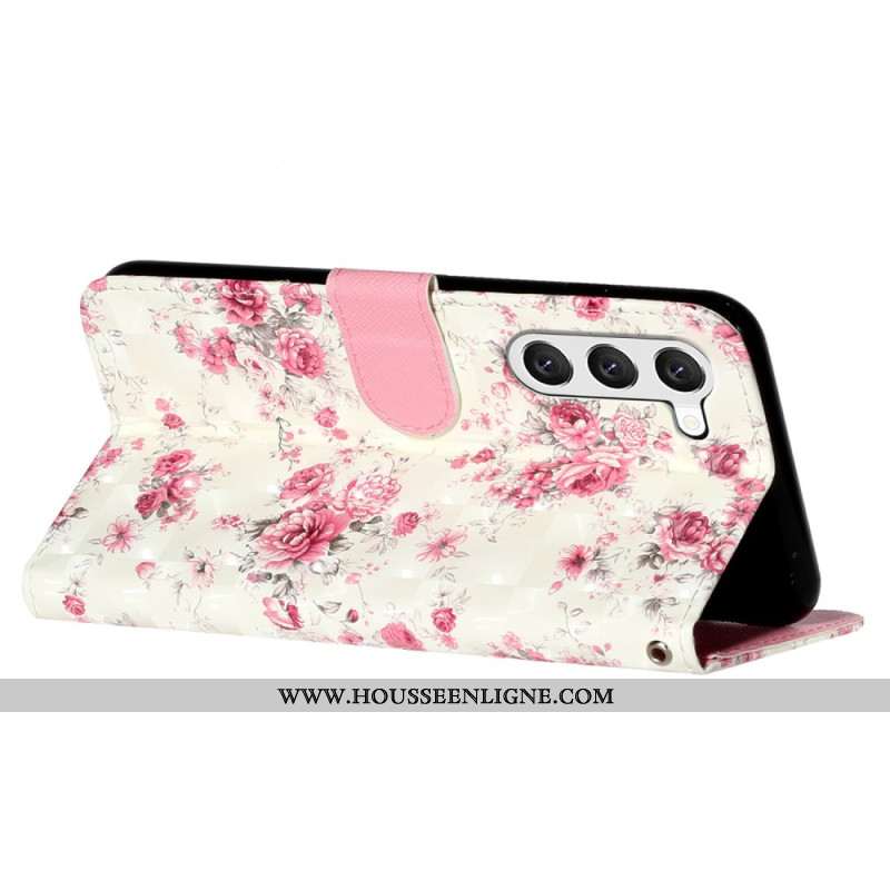 Housse Samsung Galaxy S24 5G Roses avec Lanière