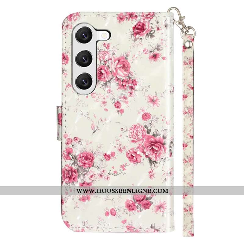 Housse Samsung Galaxy S24 5G Roses avec Lanière