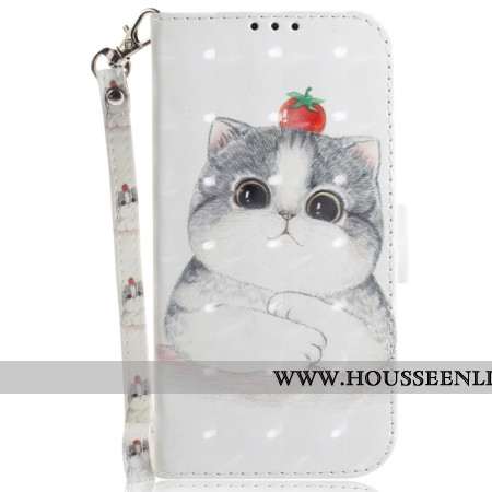 Housse Samsung Galaxy S24 FE Chat et Fraise à Lanière