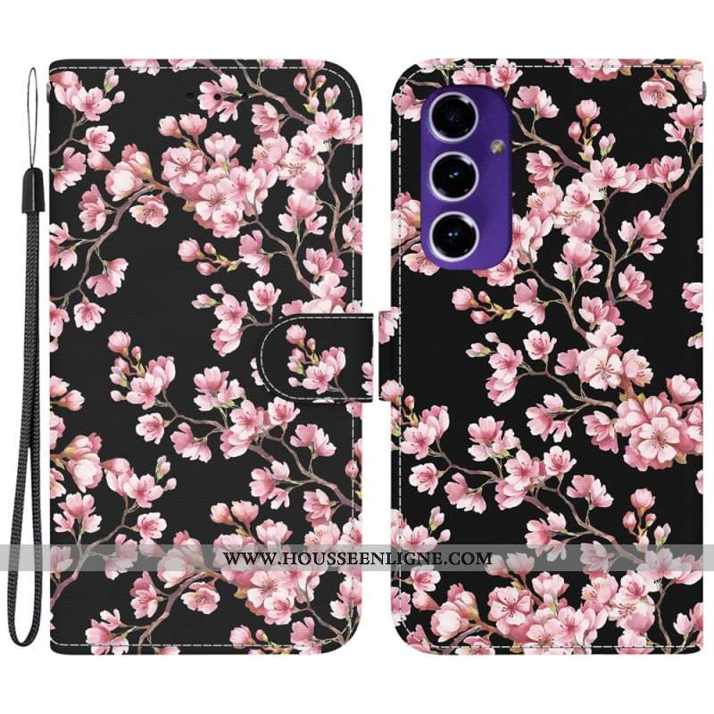 Housse Samsung Galaxy S24 FE Fleurs de Prunier à Lanière