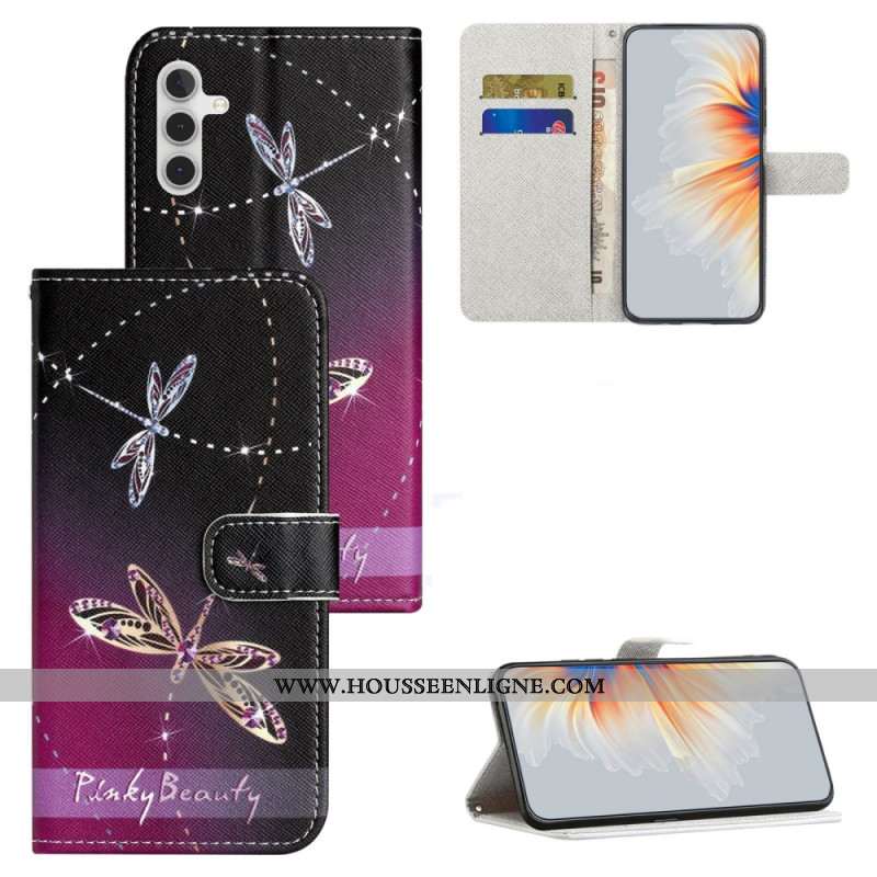 Housse Samsung Galaxy S24 FE Libellules à Lanière