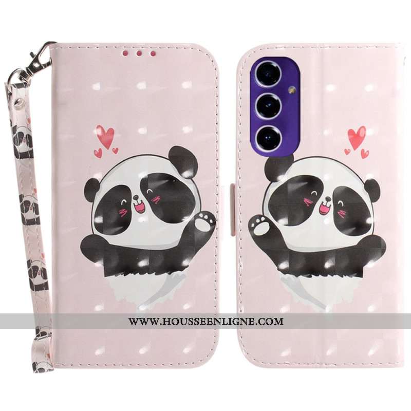 Housse Samsung Galaxy S24 FE Panda Love à Lanière