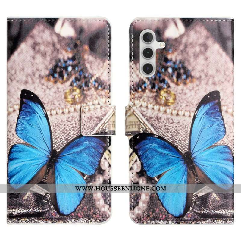 Housse Samsung Galaxy S24 FE Papillon Bleu