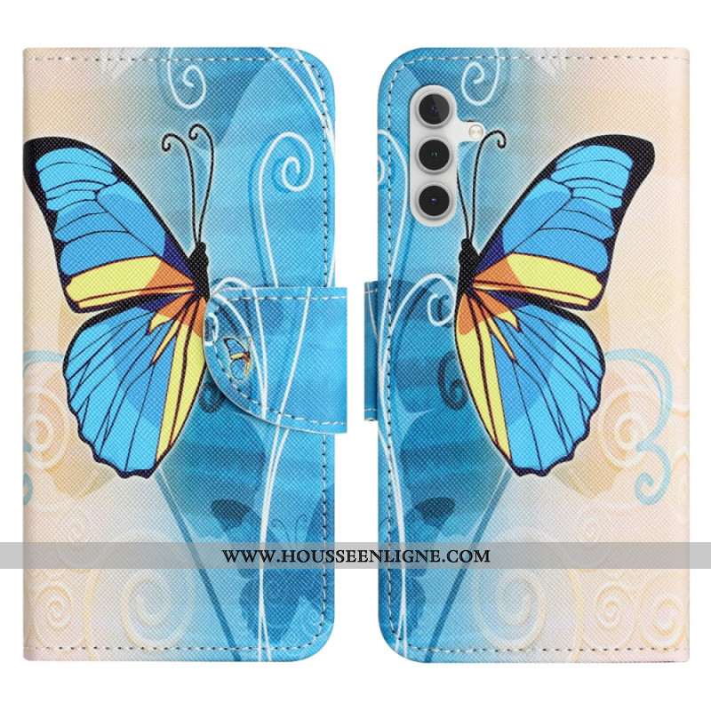 Housse Samsung Galaxy S24 FE Papillon Jaune et Bleu