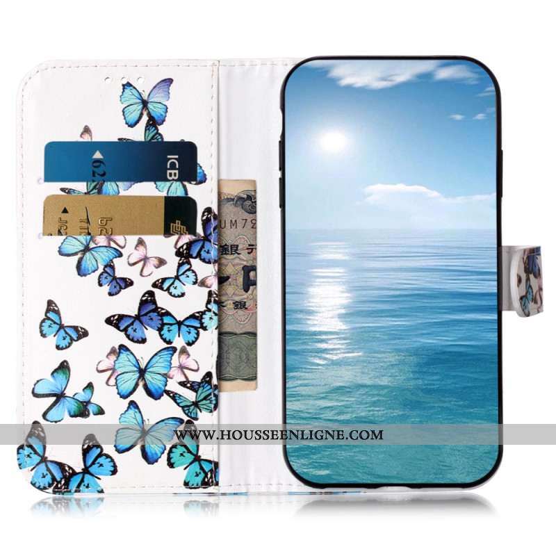 Housse Samsung Galaxy S24 FE Papillons Bleus en Vol