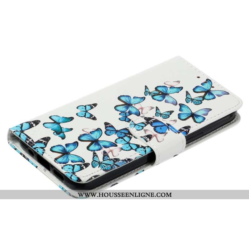 Housse Samsung Galaxy S24 FE Papillons Bleus en Vol