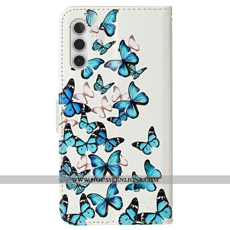 Housse Samsung Galaxy S24 FE Papillons Bleus en Vol