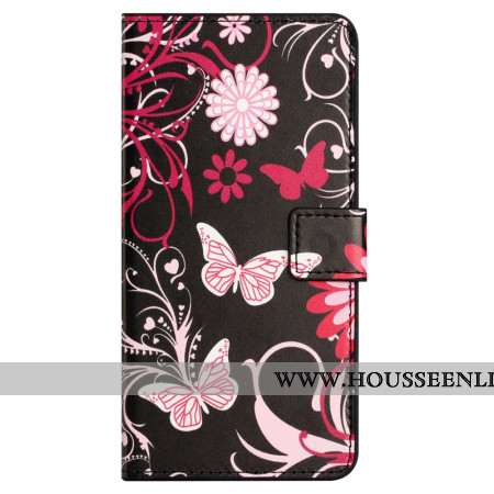 Housse Samsung Galaxy S24 FE Papillons sur Fond Noir