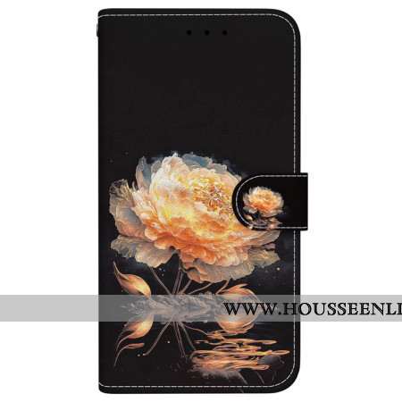 Housse Samsung Galaxy S24 FE Pivoine Dorée à Lanière