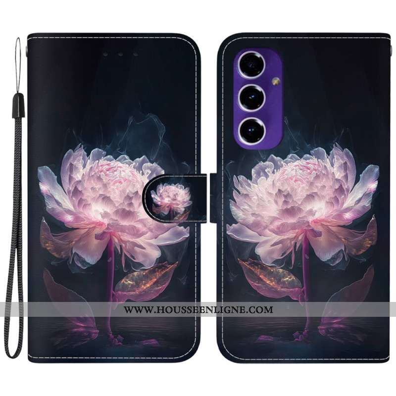 Housse Samsung Galaxy S24 FE Pivoine Pourpre à Lanière