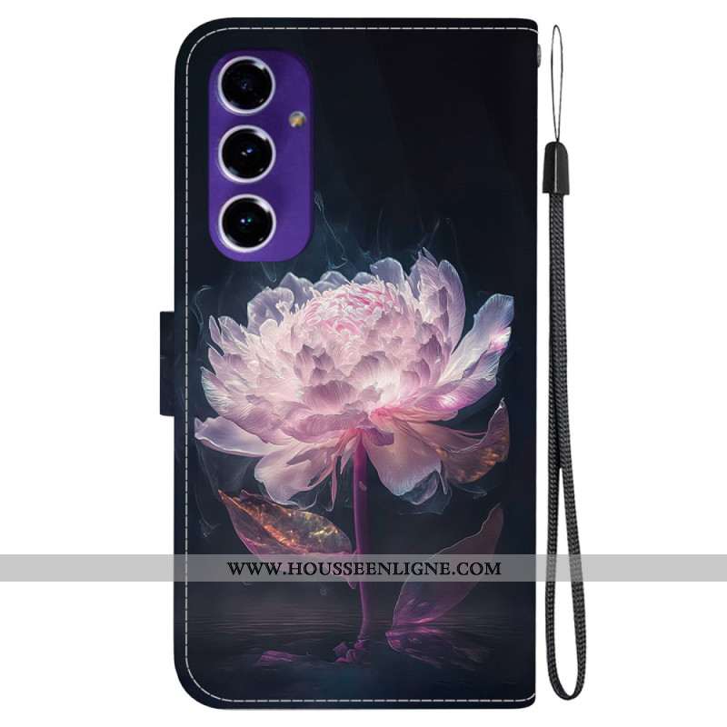 Housse Samsung Galaxy S24 FE Pivoine Pourpre à Lanière