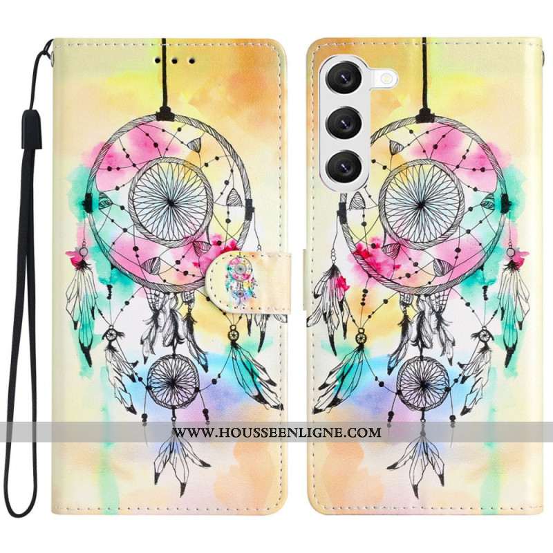 Housse Samsung Galaxy S24 Plus 5G Attrape Rêves Aquarelle à Lanière