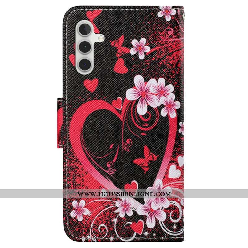 Housse Samsung Galaxy S24 Plus 5G Coeur Rouge à Lanière