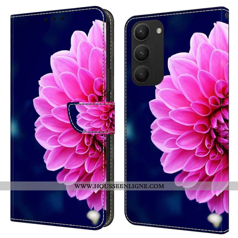 Housse Samsung Galaxy S24 Plus 5G Fleurs Roses sur Fond Bleu