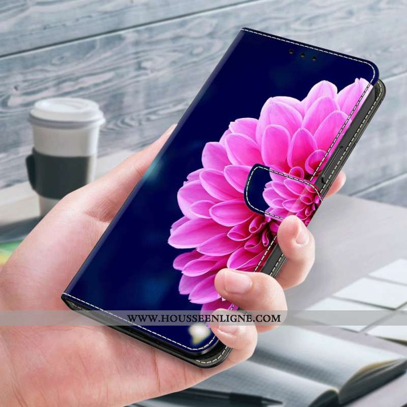 Housse Samsung Galaxy S24 Plus 5G Fleurs Roses sur Fond Bleu