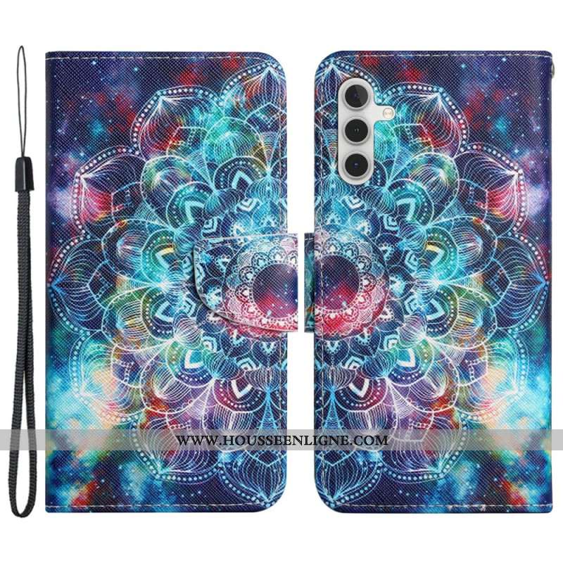 Housse Samsung Galaxy S24 Plus 5G Mandala Coloré à Lanière