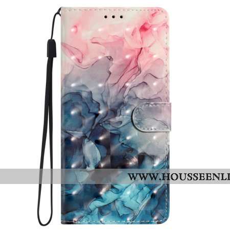 Housse Samsung Galaxy S24 Plus 5G Marbre Rose Bleu à Lanière