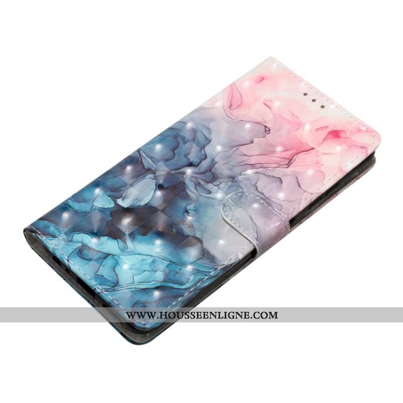 Housse Samsung Galaxy S24 Plus 5G Marbre Rose Bleu à Lanière