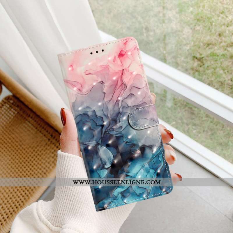 Housse Samsung Galaxy S24 Plus 5G Marbre Rose Bleu à Lanière