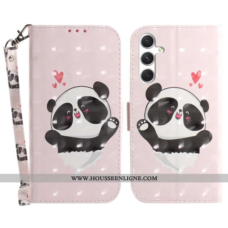 Housse Samsung Galaxy S24 Plus 5G Panda Love à Lanière