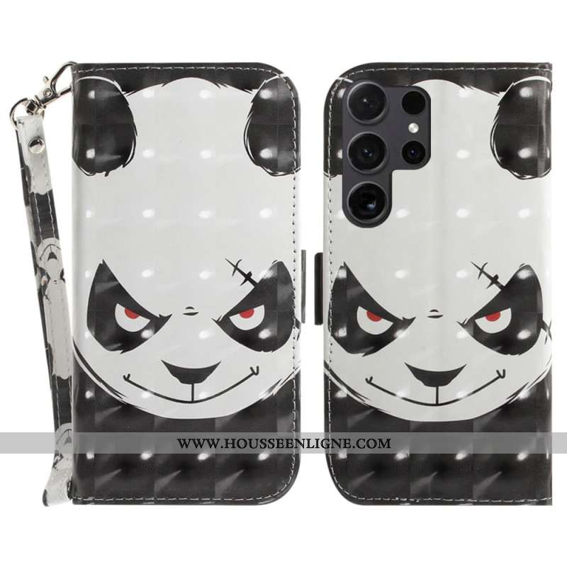 Housse Samsung Galaxy S24 Ultra 5G Angry Panda à Lanière