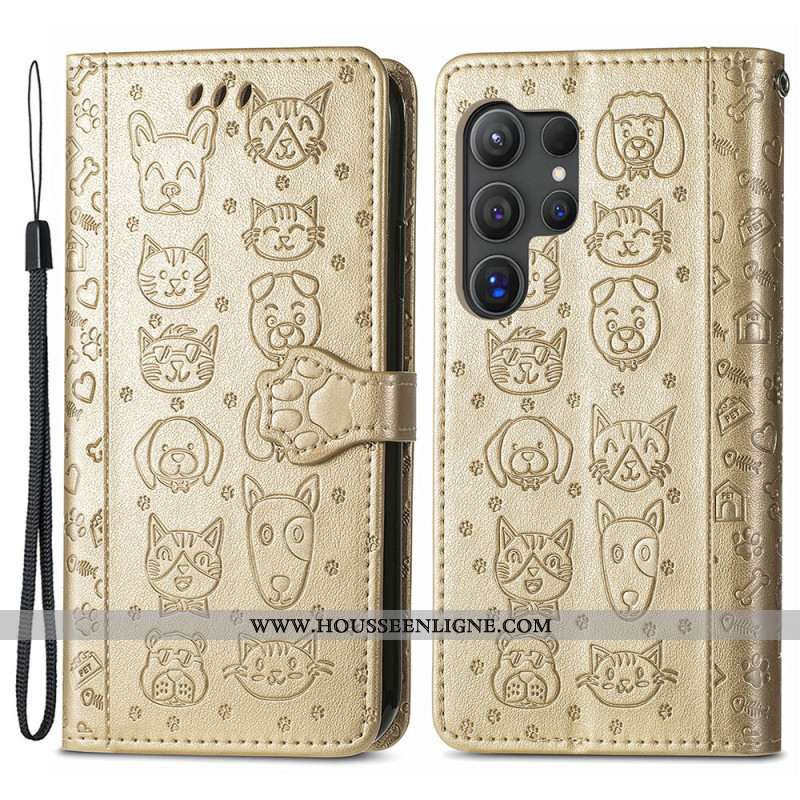 Housse Samsung Galaxy S24 Ultra 5G Chats et Chiens Cartoon