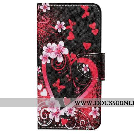 Housse Samsung Galaxy S24 Ultra 5G Coeur Rouge à Lanière