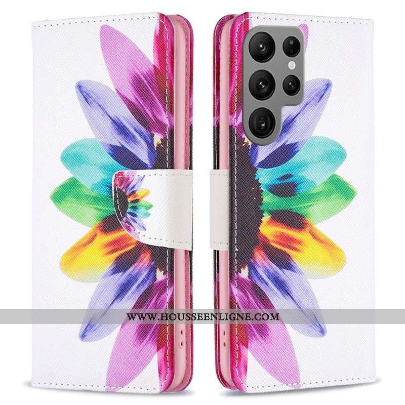 Housse Samsung Galaxy S24 Ultra 5G Fleur Aquarelle