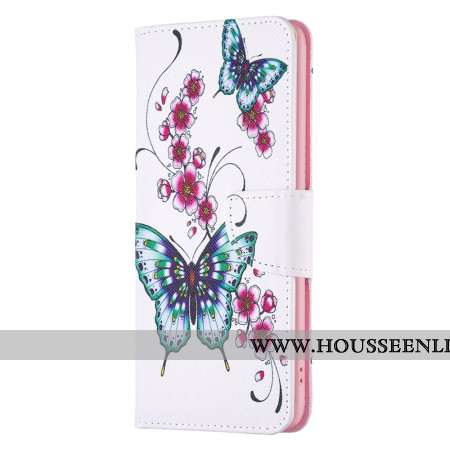 Housse Samsung Galaxy S24 Ultra 5G Fleurs de Pêcher et Papillons