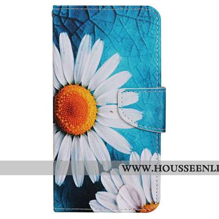 Housse Samsung Galaxy S24 Ultra 5G Grandes Chrysanthèmes à Lanière