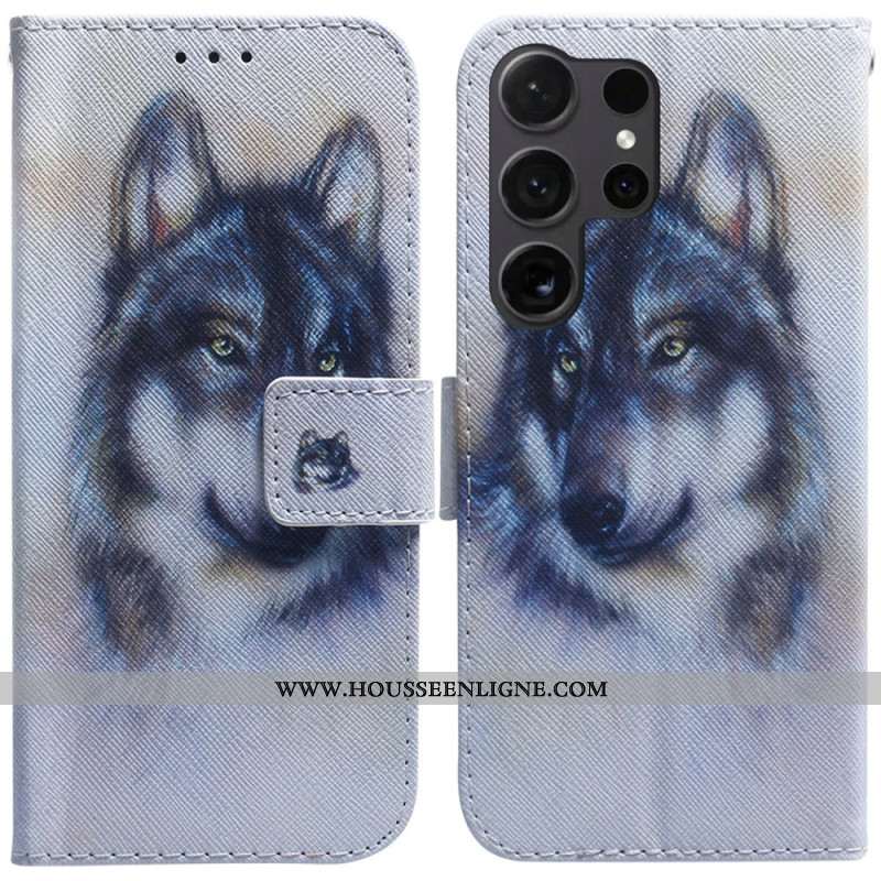 Housse Samsung Galaxy S24 Ultra 5G Loup Aquarelle