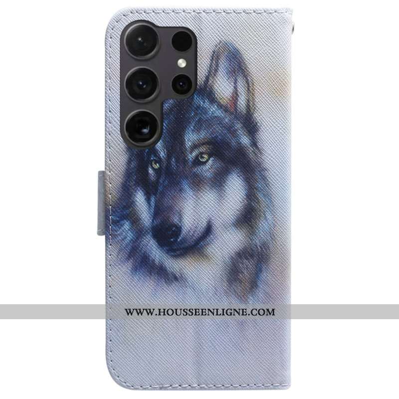 Housse Samsung Galaxy S24 Ultra 5G Loup Aquarelle