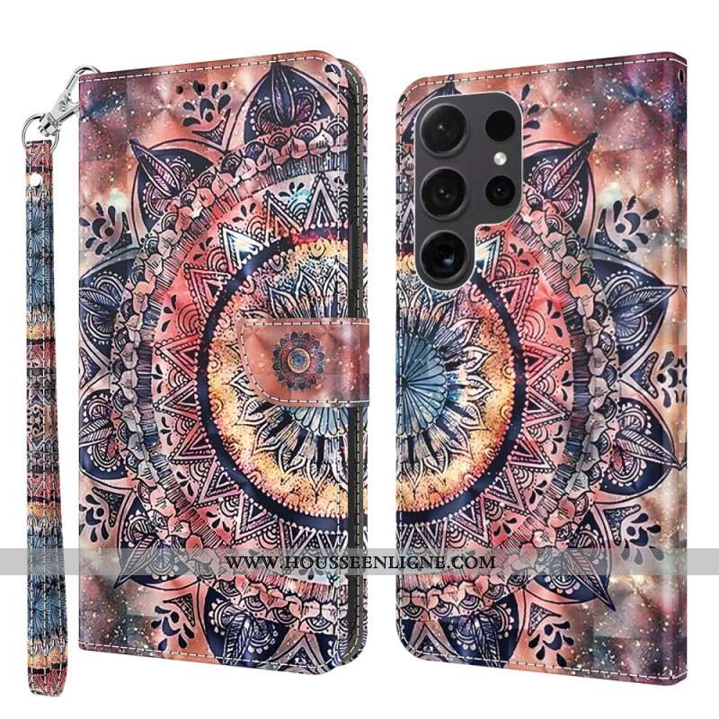 Housse Samsung Galaxy S24 Ultra 5G Mandala Coloré à Lanière