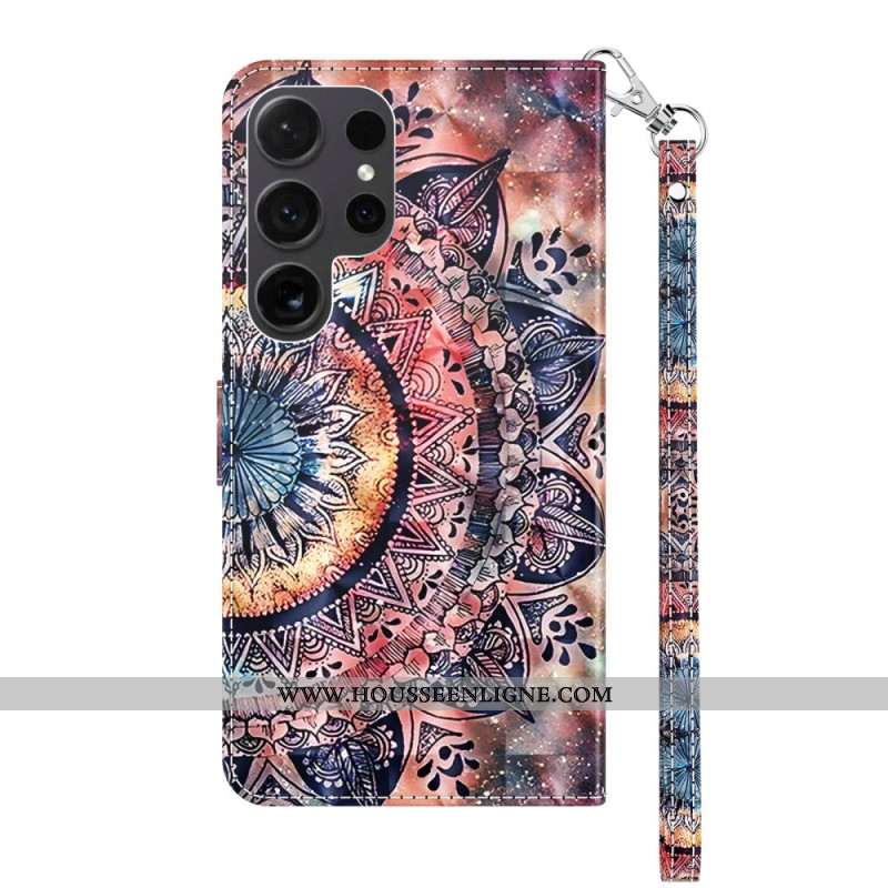 Housse Samsung Galaxy S24 Ultra 5G Mandala Coloré à Lanière