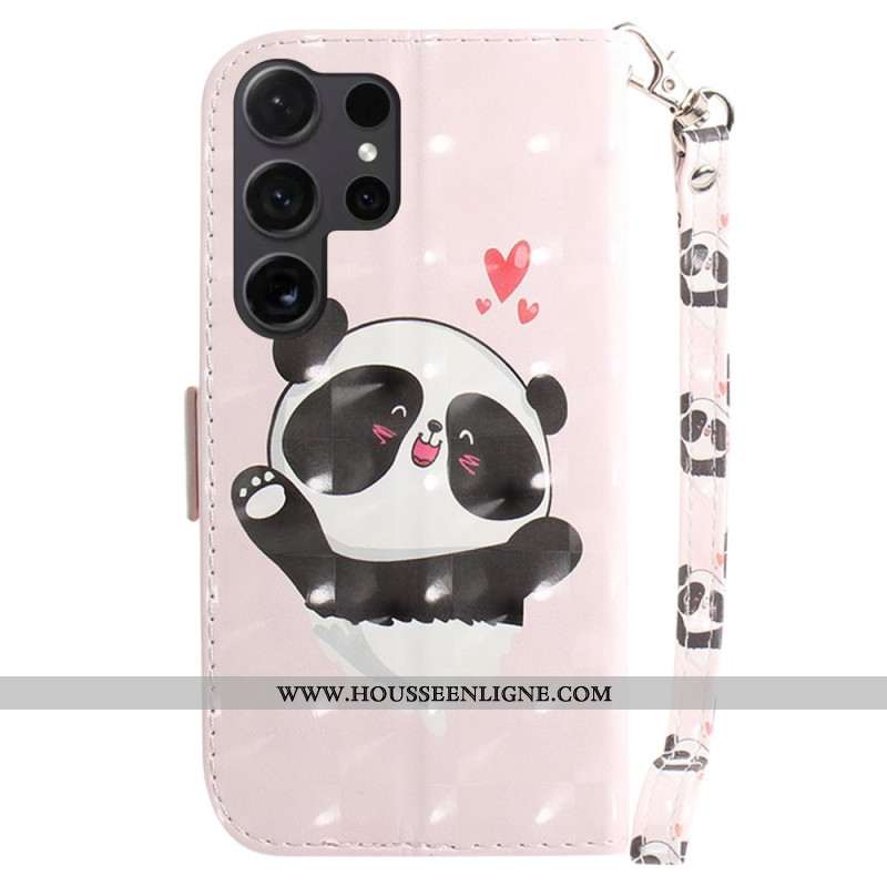 Housse Samsung Galaxy S24 Ultra 5G Panda Love à Lanière