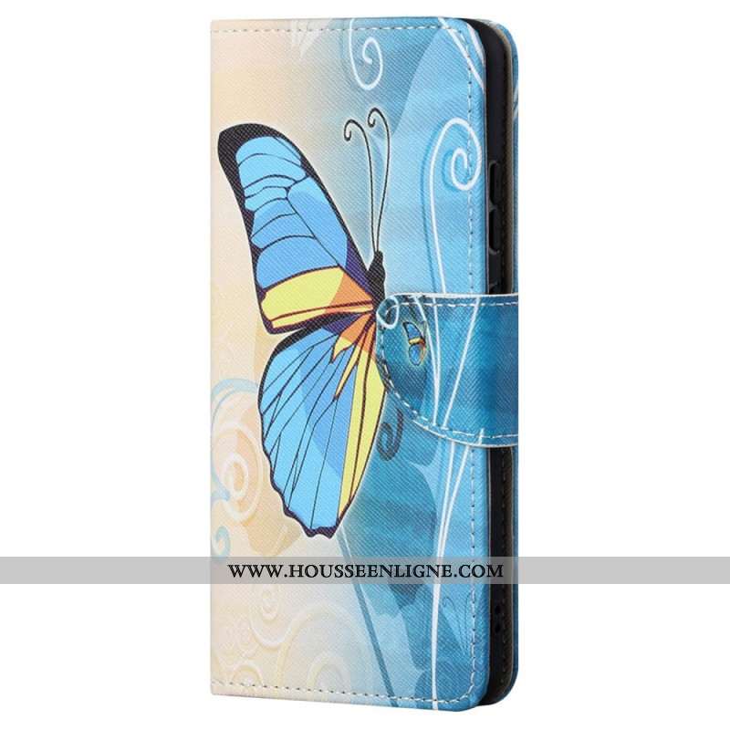 Housse Samsung Galaxy S24 Ultra 5G Papillon Jaune et Bleu