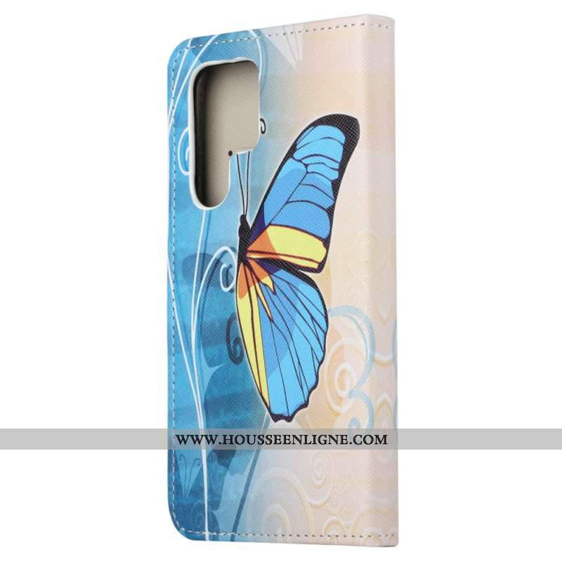 Housse Samsung Galaxy S24 Ultra 5G Papillon Jaune et Bleu